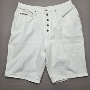 Hollywood Denim Shorts High Waist Button Fly White Vintage 90s Women Size 38